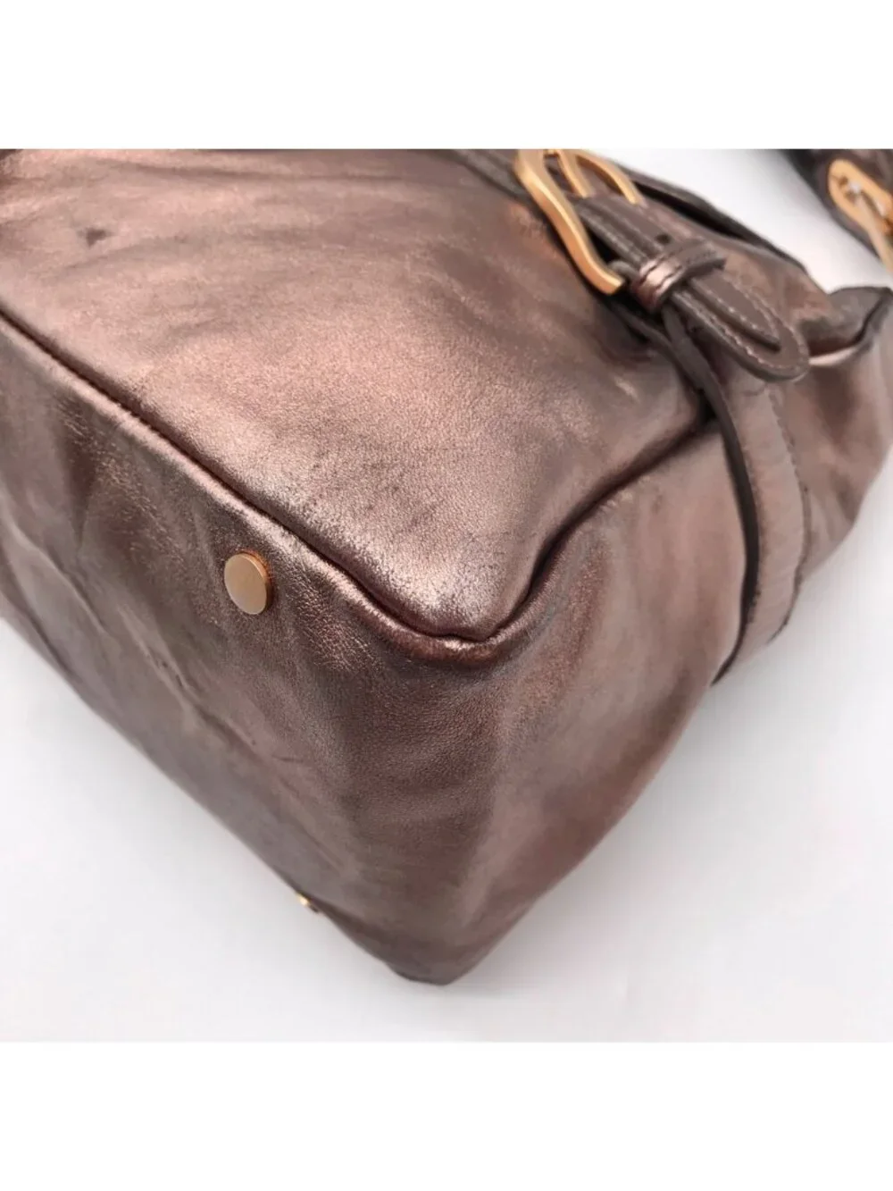 Jimmy Choo Metallic Bronze Leather Tulita Hobo Bag